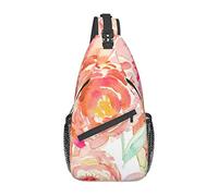 Peach Peony Jewel Dragonfly Crossbody Mochila Sling Bag Hombres Mujeres Senderismo Chest Pack Mochila