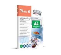 Peach S-PP580-22 - Láminas para plastificar (A4, 80 micras, 100 bolsas, mate, se puede escribir, calidad premium para mejores resultados de laminación, compatible con dispositivos de todas las marcas