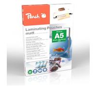 Peach S-PP580-30 - Láminas para plastificar (A5, 80 micras, 100 bolsas, mate, se puede escribir, calidad premium para mejores resultados de laminación, compatible con dispositivos de todas las marcas
