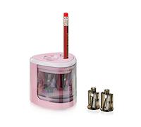 Peach Sacapuntas eléctrico universal PO102, incluye piezas de repuesto, para todos los lápices, lápices de colores, delineadores de ojos y ceras, doble sacapuntas para lápices de 6-8 mm y 9-12 mm,