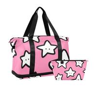 Peach Simple Stars - Bolsa grande minimalista con bolsillo para mojado y correa ajustable, para gimnasio, deportes, yoga, multifuncional, para hombres y mujeres