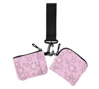 Peach Stars Black Shadow - Monederos para mujer, tarjeteros, delgados, portátiles, con bolsillo para monedas con cremallera, 2 paquetes