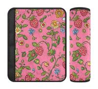 Peach Strawberries Flower - Cojín para cinturón de seguridad para coche, 2 unidades, protege tu cuello y hombros para forro de seguridad