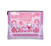 Peach Winter Wonderland - Bolsa de maquillaje para mujer, bolsa de viaje portátil de lona pequeña con cremallera, bolsa de aseo para el cuidado de la piel, Melocotón, 7x9 Inch, Bolsa