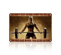 PEACHGARDEN Letrero vintage de fitness con texto en inglés "You Don't Stop Lifting When You Get Old Metal Tin Sign Funny Gym Tin Sign para bar, restaurante, cafetería, decoración de pared, decoración