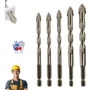 Peachloft Drill Bits, Kotkka 4 Blade Serrated Eccentric Drill Bit, Masonry 4 Blade Sawtooth Drill Bit Set, Kotkka High-Strength Eccentric Twist Drill Bit, Brocas Para Concreto (Copper,5pcs)