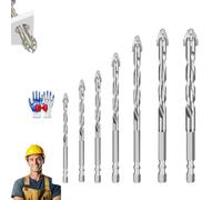 Peachloft Drill Bits, Kotkka 4 Blade Serrated Eccentric Drill Bit, Masonry 4 Blade Sawtooth Drill Bit Set, Kotkka High-Strength Eccentric Twist Drill Bit, Brocas Para Concreto (Sliver,7pcs)