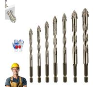 Peachloft Drill Bits, Kotkka 4 Blade Serrated Eccentric Drill Bit, Masonry 4 Blade Sawtooth Drill Bit Set, Kotkka High-Strength Eccentric Twist Drill Bit, Brocas Para Concreto (Copper,7pcs)