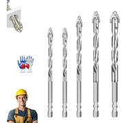 Peachloft Drill Bits, Kotkka 4 Blade Serrated Eccentric Drill Bit, Masonry 4 Blade Sawtooth Drill Bit Set, Kotkka High-Strength Eccentric Twist Drill Bit, Brocas Para Concreto (Sliver,5pcs)