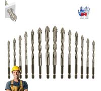 Peachloft Drill Bits, Kotkka 4 Blade Serrated Eccentric Drill Bit, Masonry 4 Blade Sawtooth Drill Bit Set, Kotkka High-Strength Eccentric Twist Drill Bit, Brocas Para Concreto (Copper,2 * 7pcs)