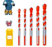 Peachloft Drill Bits Multifunctional Set, Peachloft Drill Bits Multifunctional Set, 3/4/5/6/8/10/12mm Tungsten Carbide Tip for Tile, Brick, Wood, Glass, Concrete (6+6+8+10+12mm)