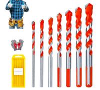 Peachloft Drill Bits Multifunctional Set, Peachloft Drill Bits Multifunctional Set, 3/4/5/6/8/10/12mm Tungsten Carbide Tip for Tile, Brick, Wood, Glass, Concrete (3+4+5+6+8+10+12mm)
