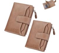 Peachloft Wallet, Peachloft Mens Wallet, Two-Fold Large Capacity, PU Leather Multi-Card Holder Anti-Theft Wallets for Men(2 Pcs Khaki)