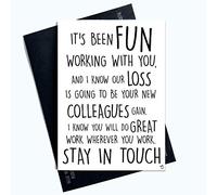 Peachy Antics Colega, tarjeta de despedida de compañero de trabajo con texto en inglés Good Luck Felicitas nuevo trabajo despedida dejar trabajo colega permanecer en contacto PC602