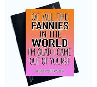 Peachy Antics Divertida tarjeta del día de la madre de todos los fannies en el mundo tarjeta novedosa tarjeta del día de la madre para mamá feliz día de la madre naranja + púrpura SP165