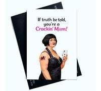 Peachy Antics Divertida tarjeta para el día de la madre, tarjeta de broma para mamá, tamaño A5 en blanco en el interior con sobre, novedosa tarjeta del día de la madre, regalo para mamá, tarjeta de