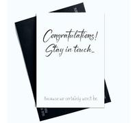 Peachy Antics Divertidas tarjetas de trabajo con texto en inglés Stay In Touch Because We Won't Card Joke Laughter Fun Novelty SP59