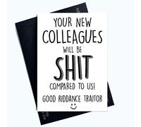Peachy Antics Divertidas tarjetas de trabajo para colega, tarjeta de despedida Good Riddance Traitor Coworker PC993