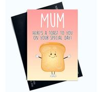 Peachy Antics Here's A Special Toast - Tarjeta de felicitación para el día de la madre, divertida tarjeta para el día de la madre para mamá, tarjeta novedosa para mamá para ella, para mujeres SP162