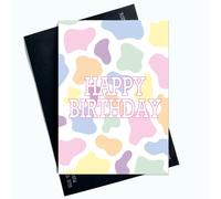 Peachy Antics SP182 - Tarjeta de felicitación colorida con diseño de vaca, tamaño A5, tarjeta de felicitación para niños, amigos, familia, vacas