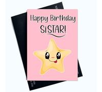 Peachy Antics - Tarjeta de cumpleaños con texto en inglés Happy Birthday To My Sistar For Sister On Her Birthday para su miembro de la familia SP174