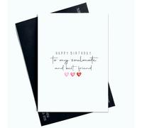 Peachy Antics Tarjeta de cumpleaños con texto en inglés «Happy Birthday To My Soulmate And Best Friend For Him For Her Birthday For Boyfriend For Girlfriend» AP5