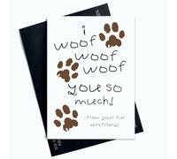 Peachy Antics Tarjeta de felicitación de cumpleaños con texto en inglés I Woof Woof You So Much From Your Fur, tarjeta de Navidad, tarjeta de agradecimiento, bonita tarjeta de The Dog AP96