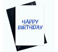 Peachy Antics Tarjeta de feliz cumpleaños con diseño moderno para él y para ella, tarjeta de cumpleaños con letras azules, tarjeta de cumpleaños para papá para hermano, AP43