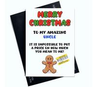 Peachy Antics Tarjeta de feliz Navidad para tío - Divertido cartel reducido de broma de felicitación navideña - Tarjeta de Navidad humorística para él - Regalos de Navidad para tío - Regalo familiar