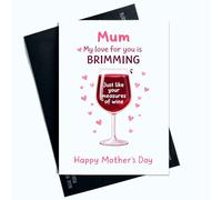 Peachy Antics Tarjeta divertida para el día de la madre con texto en inglés "Mum My Love for You Is Brimming", tarjeta de tamaño A5 para madre, regalo para ella, regalo para el día de la madre, regalo