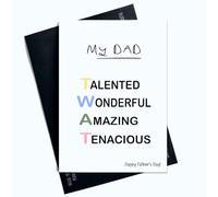 Peachy Antics Tarjeta divertida para el día del padre para papá para él, divertida tarjeta de broma novedosa, broma feliz día del padre, talentosa, maravillosa, increíble tarjeta de broma tenaz AP161