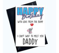 Peachy Antics Tarjetas de cumpleaños de The Bump Happy Birthday Daddy Can't Wait to Meet You PC1000