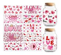peacoblue 10 hojas de gran formato amor San Valentín UV DTF taza transferencia pegatinas 24 x 11 cm, palabras en pulgadas DTF transferencia transferencia de muebles para vasos de vidrio Keraflott