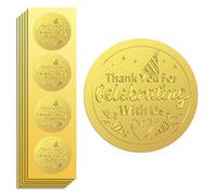 Peacoblue 100 Piezas Sellos de Certificado de Lámina de Oro Gracias por celebrar con nosotros. Pegatinas Doradas de Sello en Relieve Pegatinas Sobres Autoadhesivo para Caja de Regalo Diario