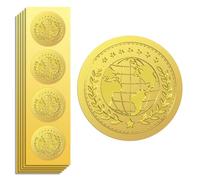 Peacoblue 100 Piezas Sellos de Certificado de Lámina de Oro Tierra Pegatinas Doradas de Sello en Relieve Pegatinas Sobres Autoadhesivo para Caja de Regalo Diario Postal Sobre