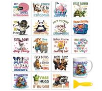 Peacoblue 18 hojas de transferencia para manualidades, animales interesantes y escritura humorística UV DTF, calcomanías impermeables de transferencia en frío para madera, vidrio, decoración del hogar