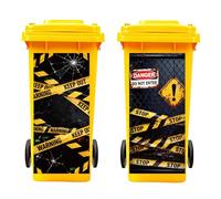Peacoblue 2 hojas de calcomanías adhesivas para cubo de basura, con texto en inglés "Do Not Enter Caution", 15 x 32 pulgadas, impermeables, grandes envolturas para basureros, puertas, paredes