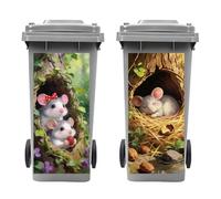 Peacoblue 2 pegatinas para cubos de basura, rata en agujero de árbol, 38 × 81 cm, impermeables, grandes pegatinas para contenedores, frigoríficos, casas, decoración de pared