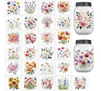 Peacoblue 25 calcomanías de silueta de ramo de flores silvestres para manualidades, calcomanías de silueta para tarros, latas de vidrio, pared, ventana, farol, Navidad, habitación, puerta, oficina