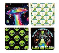 Peacoblue 4 Monedero de piel sintética a presión, Extranjeros y naves espaciales, Extranjeros y naves espaciales