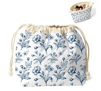 Peacoblue Bolsa De Cosméticos Acolchado Con Cordón Para El Cepillo, Flores de tinta y hojas, Flores de tinta y hojas