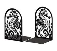 Peacoblue Bookends Extremos de Libros metálicos para estantes,modernos tapones de apoyo decorativos para libros de estudio de trabajo pesado para oficina,cuarto 5.3"x4.3"x7.9",1 par (caballito de mar)