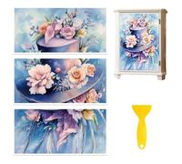 Peacoblue Calcomanía adhesiva de transferencia para muebles, decoración de manualidades, 6 x 12 pulgadas, sombrero floral de cuento de hadas, 3 unidades, impermeable, transferencia UV DTF para cajones