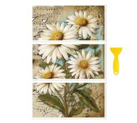 Peacoblue Calcomanía para Muebles y Manualidades 6"x12" Scrapbook Margarita Vintage, 3 Piezas Transferencia DTF UV Impermeable para Cajón, Cómoda, Vidrio, Porcelana, Madera, Plástico