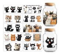 Peacoblue Calcomanías de transferencia UV DTF para tazas, divertido patrón de gato negro, 10 hojas de calcomanías de transferencia de vinilo personalizadas impermeables de 16 onzas para taza de café