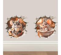Peacoblue Calcomanías Decorativas para Pared con Agujero de Ratón, Calcomanías Removibles de Vinilo Peel and Stick, 1 Hoja de 11.8" x 23.6" para Murales 3D en Dormitorio, Sala de Juegos, Baño y Hogar