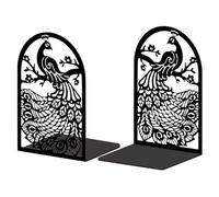 Peacoblue Extremos metálicos para estanterías, Modernos de Soporte para Libros de Estudio Decorativos para Oficina, Escritorio, estantería, Sala de 5,3 "x4,3 x7,9, 1 par (Pavo Real)