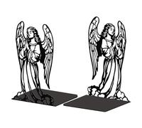 Peacoblue Extremos metálicos para estanterías, Modernos Tapones de Soporte de Libros de Estudio Decorativos para Oficina, Escritorio, Cuarto 5.3"x4.3"x7.9", 1 par (ángel)