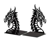 Peacoblue Extremos metálicos para estanterías, Modernos Tapones de Soporte para Libros Estudio Decorativos para Oficina, Escritorio, Sala de 5,3 "x4,3 x7,9, 1 par (Cabeza de dragón)