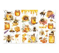 Peacoblue Frotar Pegatina de Transferencia para Mueble Rub on Transfer Furniture 6"X12" Abeja, 3pcs UV DTF Decor Calcomanía Manualidades para Madera Puerta Glass Cajonera Adornos